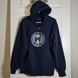 Reebok Columbus Blue Jackets Full Zip Long Sleeve Hooded Jacket Size M